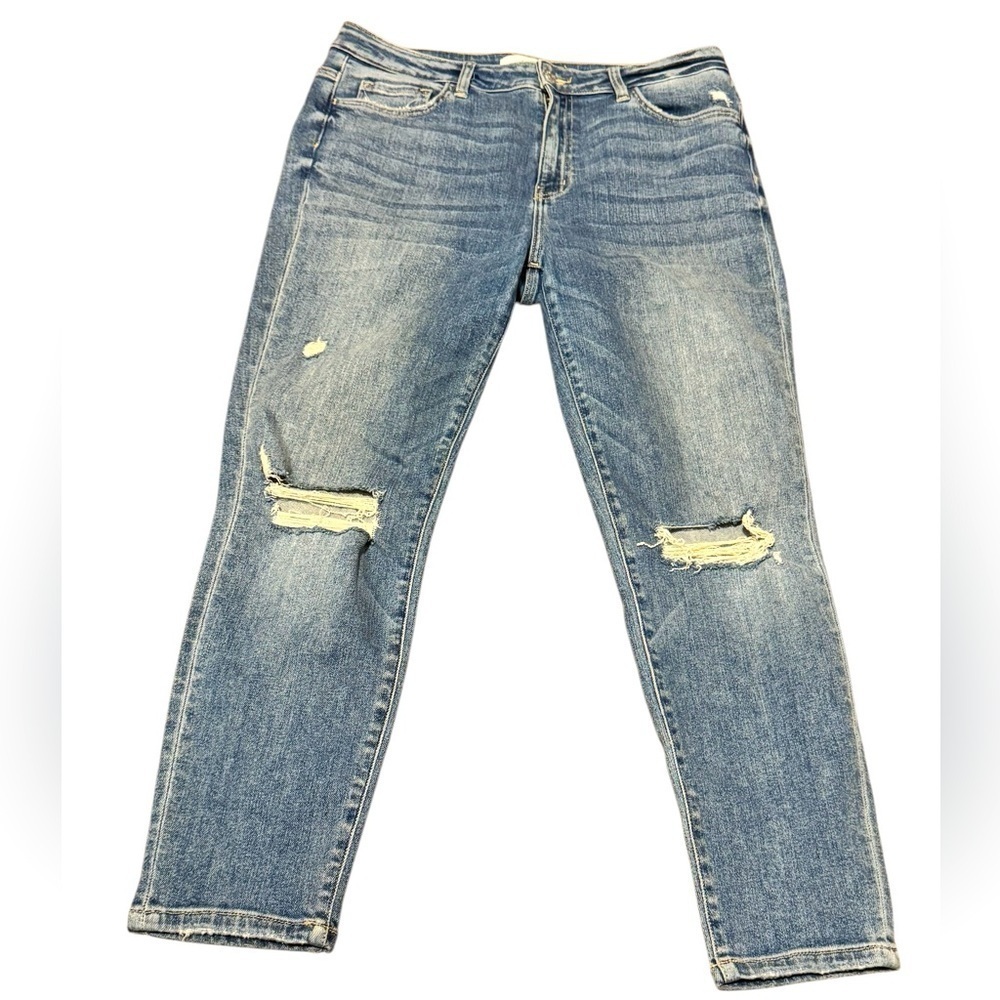 Carly Jean Los Angeles Logan Denim Jeans Size 13 Distressed Blue